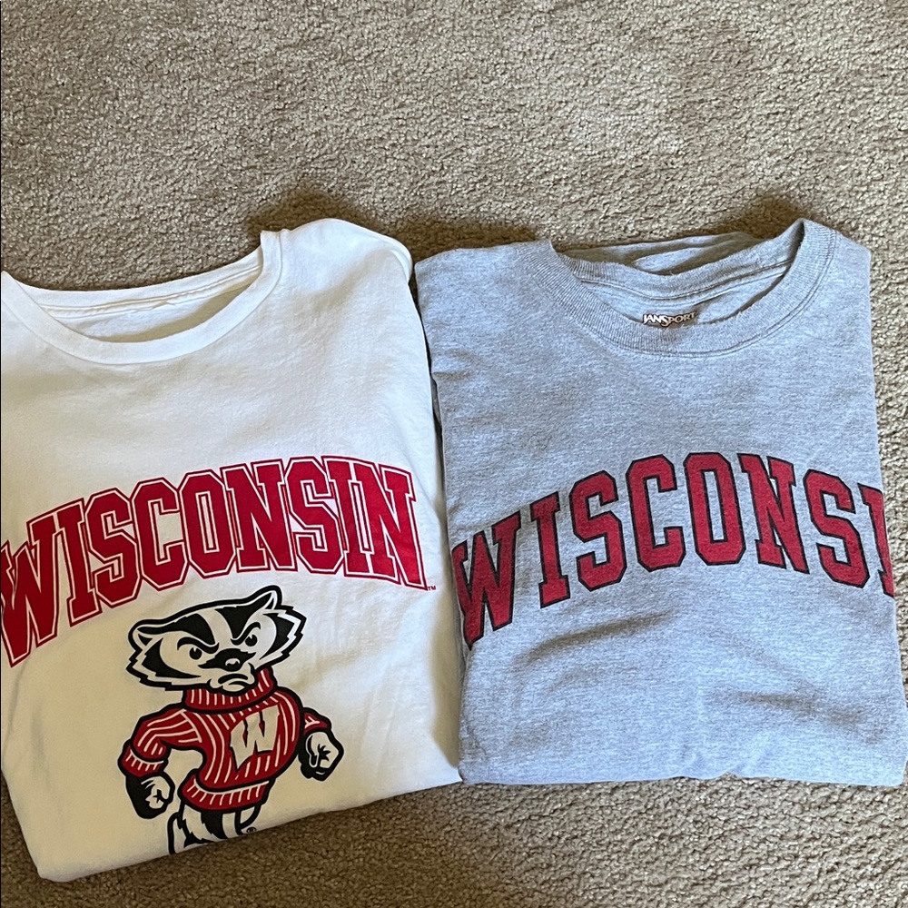 Two University of Wisconsin t-shirts White and Gray